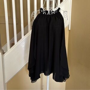Saks Fifth Avenue Black Layered Sheer Halter Top